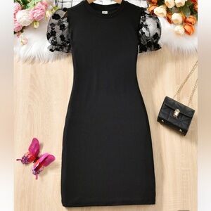 SHEIN Black Dress with Floral Sleeves
